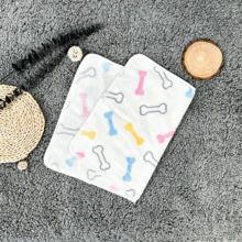 1入組彩色邊緣貼花貼身毛毯,適用於狗和貓,適合用作室內床上用品、墊子、毛巾、浴巾 - 白色 - 查看 4