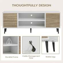 TV Stand For 65 Inch TV, Modern Entertainment Center With Storage Cabinet And Open Shelves, TV Console Table Media Cabinet For Living Room, Bedroom And Office - Multicolor - View 6