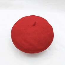 1入狗狗貓咪貝雷帽,春季新時尚裝扮,直徑5.1英吋,配可調節下巴彈性帶,建議手洗,時尚服裝耐用 - 紅色 - 查看 2