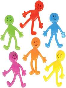 10入組柔軟彎曲tpr橡膠小人,教室禮物玩具,紓壓玩具,有趣的顏色,隨機顏色,生日派對禮物 - 彩色 - 查看 3