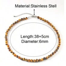 1條女性時尚簡約多尺寸棕色串珠項鍊 - 咖色 - 查看 12