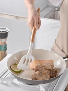 14 Pcs Silicone Cooking Kitchen Utensils Set With Holder, Wooden Handles  Non Toxic Silicone Turner Tongs Spatula Spoon Kitchen Gadgets Utensil Set For Nonstick Cookware (Dark Grey) - Dark Grey - View 6