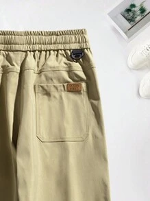 Men's Casual Stylish Big Pocket Drawstring Sports Outdoor Sweatpants - Khaki - View 3