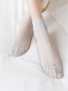5 Pairs/Set Random Women's Lace Trim Ankle Socks - Multicolor - View 9