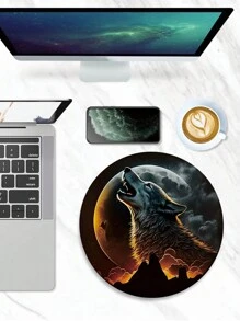 1 Miếng Mặt trăng chó sói Miếng lót chuột Với Đế cao su chống trượt , Tròn Kích thước nhỏ , Thích hợp Đối với Không dây , Chơi game bằng chuột , Nhà  , Văn phòng , Có thể giặt được - Nhiều màu - Xem 1