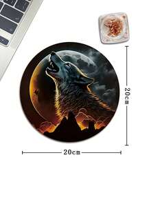 1 Miếng Mặt trăng chó sói Miếng lót chuột Với Đế cao su chống trượt , Tròn Kích thước nhỏ , Thích hợp Đối với Không dây , Chơi game bằng chuột , Nhà  , Văn phòng , Có thể giặt được - Nhiều màu - Xem 3