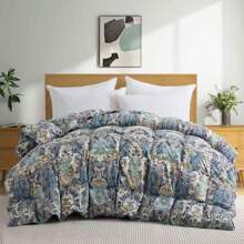 PEACE NEST Oversized Comforter White Goose Feather Down Fill Bed Blanket, King Or Queen Size Duver Insert Pink, Cream , Blue,Green Bedding Machine Washable - 彩色 - 查看 1