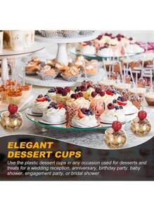 10入組小型圓頂甜點杯,適用於冰淇淋、慕斯、布丁,球形透明塑料杯可用於烘焙包裝 - 無色 - 查看 3