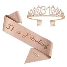 2 cái/bộ Golden Years Old 25-36th 1pc Vương miện pha lê Rhinestone + 1pc Khăn choàng Tiara Trang trí kỷ niệm sinh nhật Khăn choàng satin mừng sinh nhật Đồ dùng tiệc Băng đô cài tóc Lược chải tóc Nữ hoàng sinh nhật Băng đô cài tóc cho nữ - Nhiều màu - Xem 7