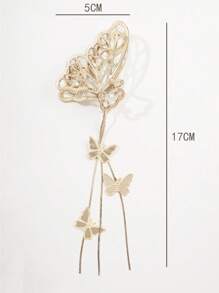 黑色枪链流苏蝴蝶金属发夹配蝴蝶吊坠优雅镂空风格马尾辫夹 - 黑色 - 查看 5