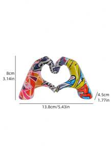 1pc Colorful Resin Heart Hand Gesture Decorative Ornament, Room Decor/Bedroom Decor Best - Orange - View 5