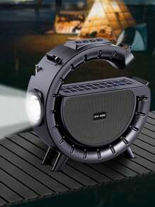 Portable Outdoor Stereo Big G Light Bluetooth Speaker, With Creative Flashlight And Solar Player-Black - Black - View 2