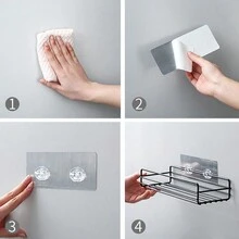 1pc No-Drill Bathroom Shelf Multi-Functional Storage Rack - White - View 9