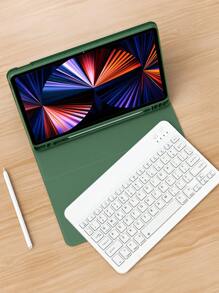 IPad Case With Keyboard Compatible With IPad 7/8/9 Gen 10.2inch,Compatible With Samsung Galaxy Tab S6 Lite 10.4/Huawei MatePad Pro 11inch Cover,Built-In Pencil Holder - Green - View 2