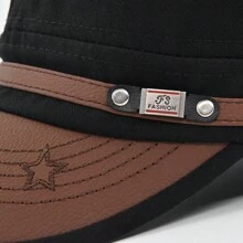 1pc Men's Camouflage Leather Visor Flat Hat With Curved Brim, Suitable For Daily Wear And Outdoor Activities - Multicolor - View 5