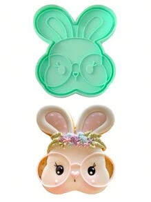 AG MANUALIDADES Bunny Cookie Cutter Rabbit Glasses Easter Template - Mint Green - View 2