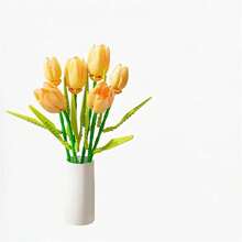 Diy方塊花束,人工花裝飾,室內植物裝飾,手工製作的方塊玩具花藝擺設（不含花瓶,不含禮盒） - 彩色 - 查看 10