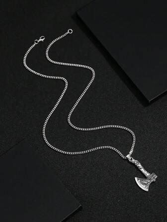 1條歐美時尚復古斧形男士嘻哈鋅合金掛墜項鍊