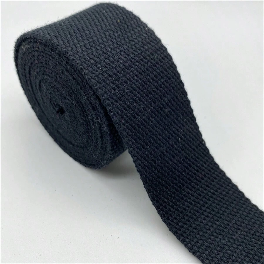 25mm 30mm 38mm兩碼長黑色緞帶帆布織帶背包帶製袋工藝用於皮帶包狗用品 - 黑色 - 查看 1
