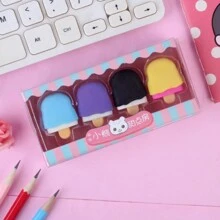 1盒卡通甜點主題橡皮擦套裝,附鉛筆擦,4入組 - 彩色 - 查看 4