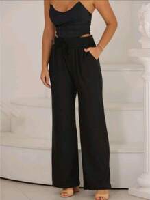 Women Sweater Pants - 黑色 - 查看 2