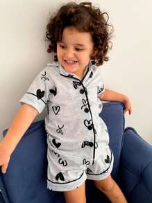 Kit 2 Pijama Infantil De Menina Americano Curto e Longo Criança Short Doll E Pijama Longo Garota Blogueira De Botões Com Gola Várias Estampas Malha Confortável de Dormir