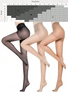 [3對/包]優質細膩黑色薄膜絲襪,10d,防勾絲超薄透肉打底褲,適合女性素腿 - 彩色 - 查看 2