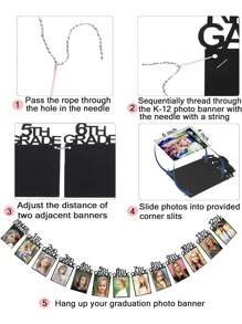 Bộ 13 món trang trí tiệc tốt nghiệp, banner ảnh tốt nghiệp năm 2026, phù hợp cho khóa tốt nghiệp năm 2026, ảnh kỷ niệm tốt nghiệp lớp 1-12, đồ dùng trang trí tiệc tốt nghiệp trung học lớp 5-8 (màu đen) - màu đen - Xem 10