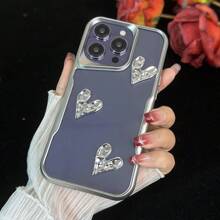 3D-gegalvaniseerde zilveren hartvormige siliconen telefoonhoes compatibel met iPhone 15/15pro/15promax/14/13/12/11/Xsmax-serie, telefoon beschermhoes