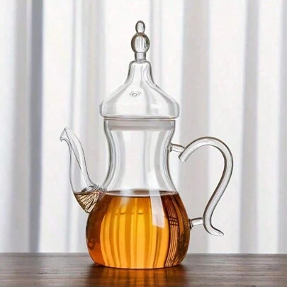 إبريق شاي زجاجي يدوي السعة 1000 مل - إبريق قهوة - صديق لموقد الغاز - بشكل مصباح - سعة كبيرة - شاي - إبريق شاي للاستخدام المنزلي والمطبخ - مناسب للخارج والتخييم