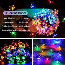 1pc, Solar String Sakura  Flower Lights Outdoor Waterproof 5M20L/6.5M30L/7M50L/12M100L WarmWhite/ColdWhite/MultiColor Lights, Fairy Light Decorations For Garden Fence Patio Yard Christmas Tree, Lawn, Patio, Party Decoration Halloween Christmas Thanksgiving Gift