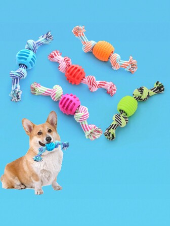 1pc Random Color Rope Knot Chew Toy For Dogs