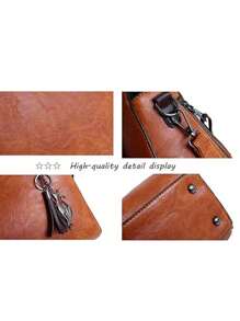 Bolsa Totes para Mujer 4 Piezas, Bolsa Mujer Mano Compras Casual Bolso Hombro Bolso Cruzado con Bandolera Ajustable,Gran Capacidad,Cartera para Trabajo,Cita,Viaje,Fiesta - Marrón - Ver 8