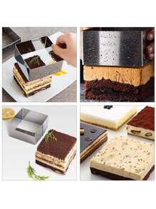 Aros Cuadrados Para Pastelería Repostería Mousses Postres 3 Piezas Acero Inoxidable 10, 15 y 20 cm Altura: 4.5cm