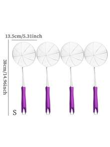 1pc Stainless Steel Wire Strainer, Comfortable Handle, Easy To Retrieve, Quick Drainage Of Water And Oil - Purple - View 21