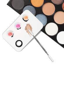 252makeup 化妆调色盘，带刮刀，不锈钢材质，可用于混合和调配化妆品。 - 彩色 - 查看 3