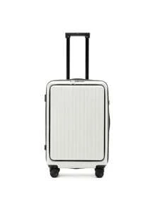 1 bộ vali kéo công sở 20/24 inch mở phía trước dành cho nam và nữ, vali ABS + PC Cabin nhẹ có bánh xe để đi du lịch, vali kéo bền sử dụng tại nhà cho chuyến đi đến trường học cho kỳ nghỉ cho kỳ nghỉ trăng mật cho kỳ nghỉ du học cho cặp học sinh cho trường học phụ kiện học tập đồ dùng học tập - trắng - Xem 2