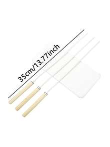 Bộ 10/20 xiên nướng BBQ bằng thép không gỉ cán gỗ, xiên thịt nướng ngoài trời dùng cho cắm trại, dụng cụ nướng xiên dẹt. - Bạc - Xem 8