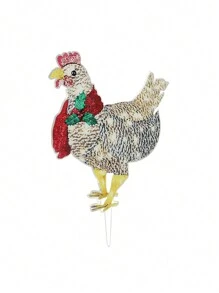 1pc Led Light Up Rooster Scarf, Animal Decor Festival Decoration, Random Light Color For Indoor & Outdoor Courtyard Lawn Garden Decoration - Multicolor - View 7