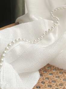 1pc French Style Elegant Pearl Edge White Sheer Curtain For Window, Balcony, Bedroom