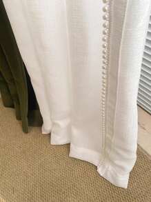 1pc French Style Elegant Pearl Edge White Sheer Curtain For Window, Balcony, Bedroom