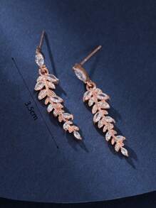 jealous young 1 对奢华 CZ 女士派对耳环，配闪亮 Marqusie 方晶锆石婚礼耳环珠宝 - 玫瑰金 - 查看 4