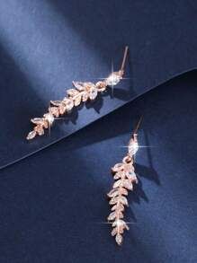 jealous young 1 对奢华 CZ 女士派对耳环，配闪亮 Marqusie 方晶锆石婚礼耳环珠宝 - 玫瑰金 - 查看 5