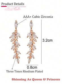 jealous young 1 对奢华 CZ 女士派对耳环，配闪亮 Marqusie 方晶锆石婚礼耳环珠宝 - 玫瑰金 - 查看 2