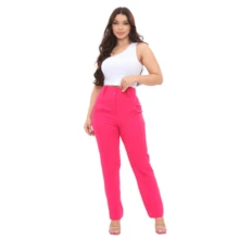 Women Pants - 玫紅色 - 查看 2