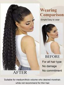 30 Inch Curly Ponytail Extensions Synthetic Deep Wave Drawstring Ponytail For  Natural Hair Feeling With Clip In Thick Ponytail Dark Brown Hairpiece(#6A) - View 7