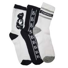 6 Pares Calcetas Tin Largo Blanco Y Negro Moda Urbana - Blanco y Negro - Ver 7