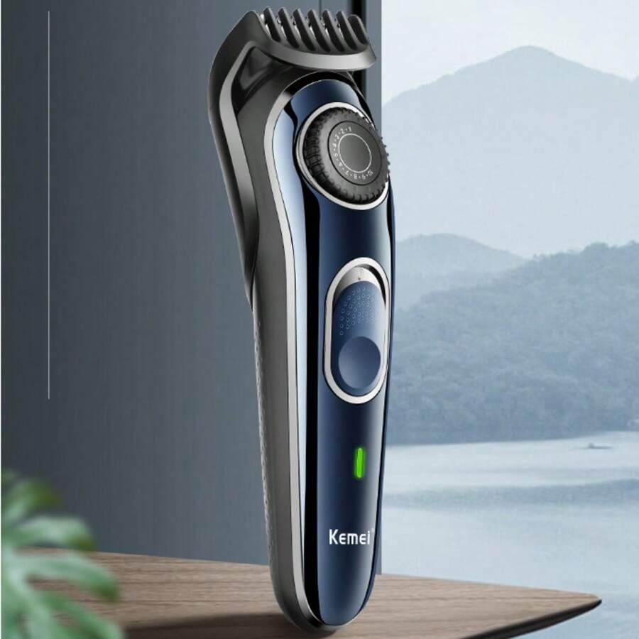 充電式專業理髮器Kemei Km-1256 Usb理髮師防水式無線髮剪修剪機 - 藍色 - 查看 1
