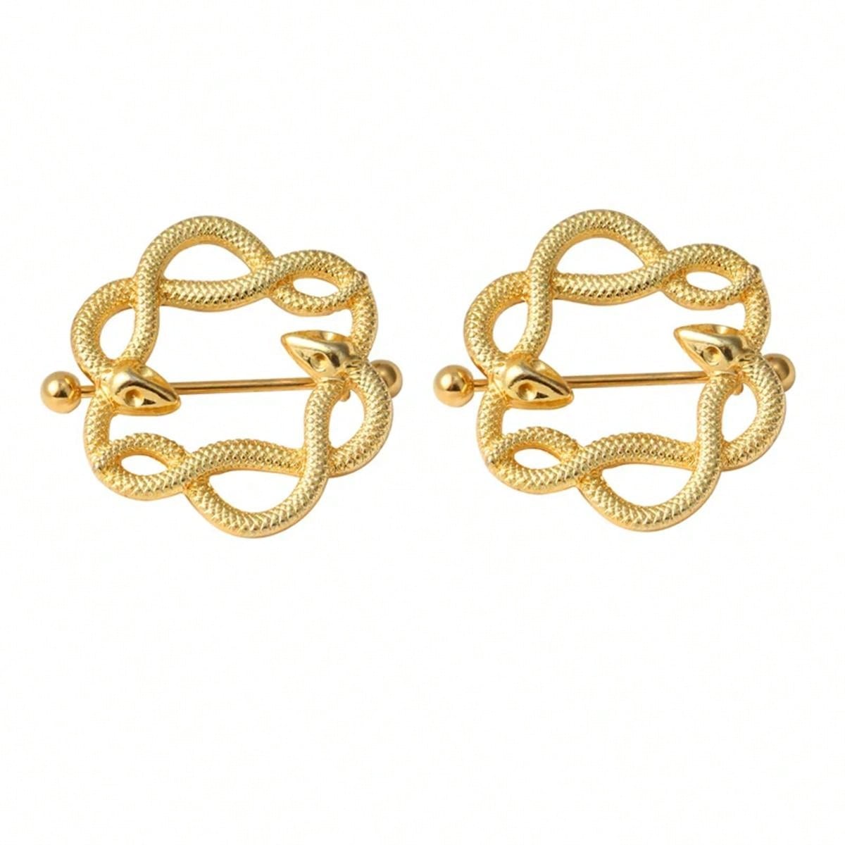 2pcs Fashion 316L Stainless Steel Snake Nipple Rings For Women,Punk