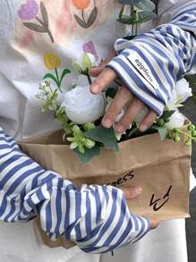 1 đôi Sọc Tay áo chống nắng Đối với phụ nữ , Gầy & Rộng & UV Chống lại & Cao-kết thúc , Dễ thương & Đúng mốt Cho mùa hè - khối màu sọc - Xem 7